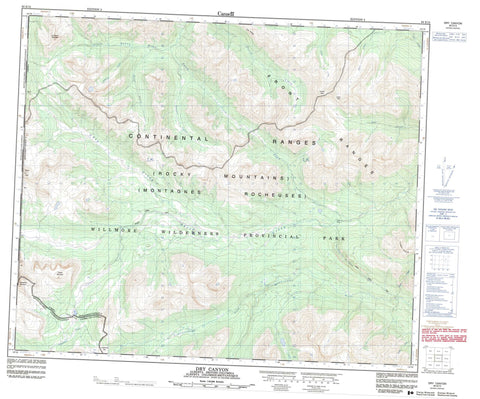 083E13 Dry Canyon Canadian topographic map, 1:50,000 scale