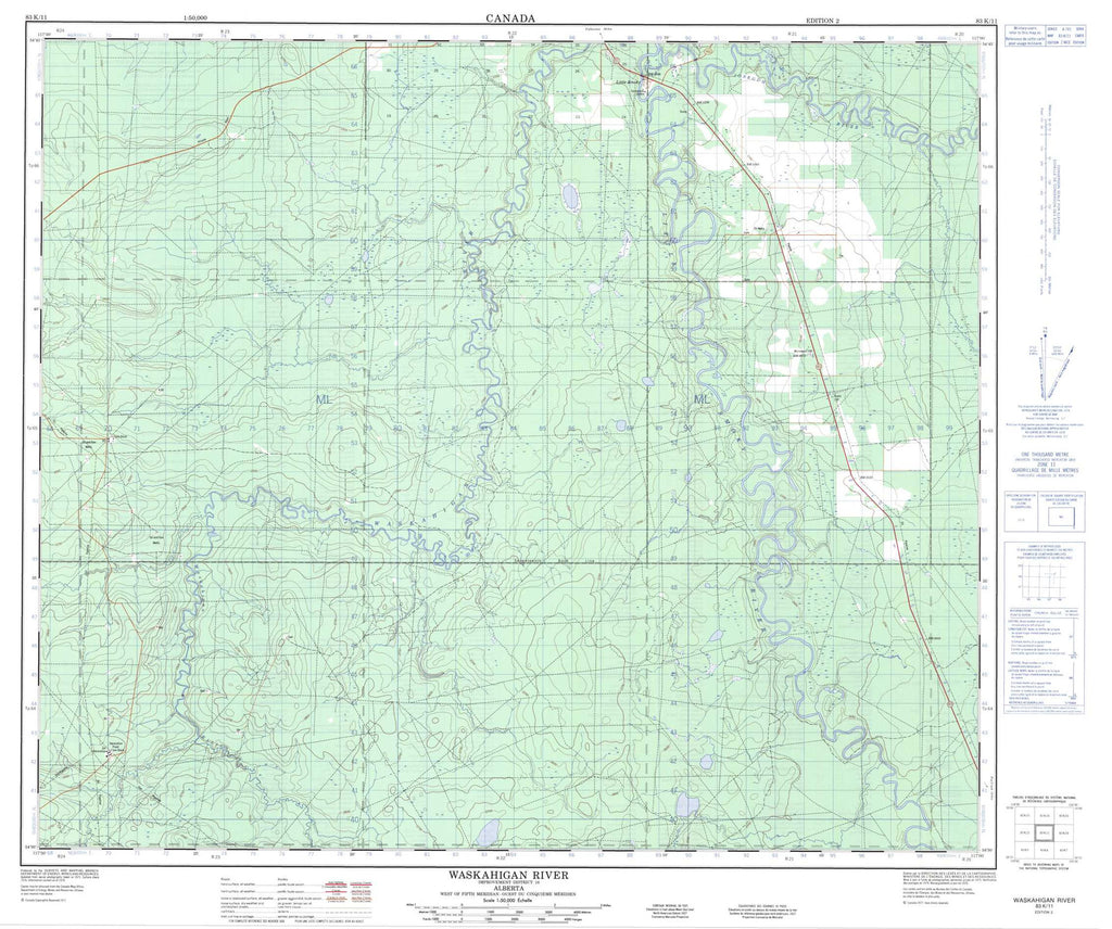 Buy Waskahigan River Topo Map 083k11 Yellowmaps Map Store 7969