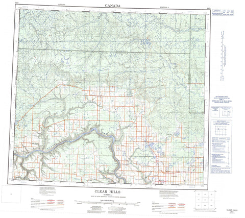 084D Clear Hills Canadian topographic map, 1:250,000 scale