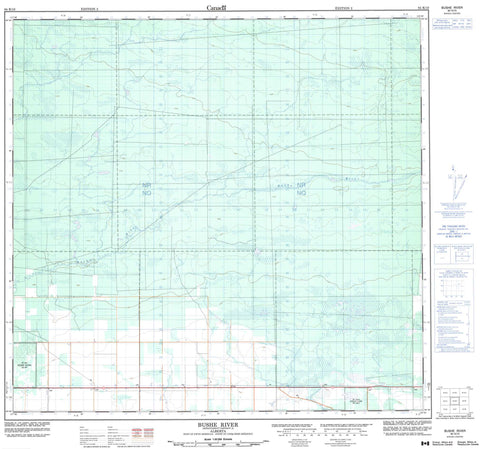 084K10 Bushe River Canadian topographic map, 1:50,000 scale
