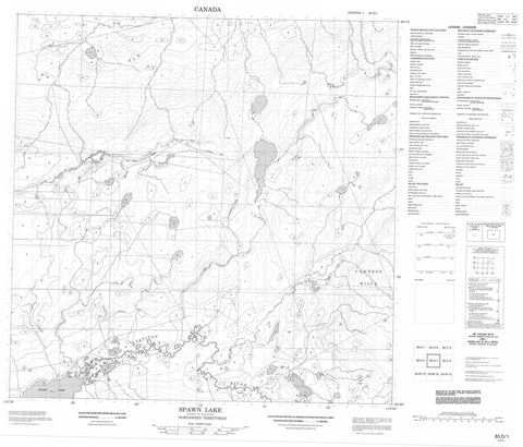 085D01 Spawn Lake Canadian topographic map, 1:50,000 scale