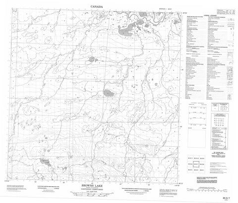085D07 Browns Lake Canadian topographic map, 1:50,000 scale