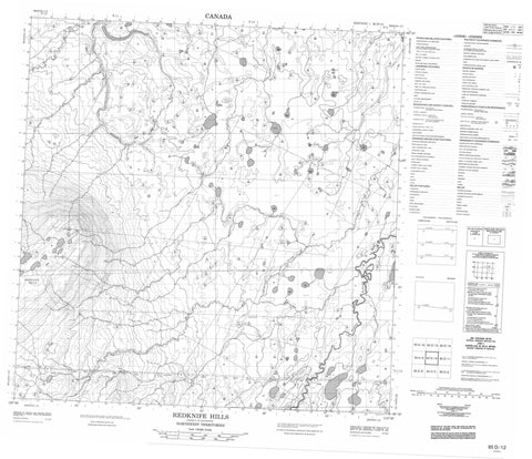 085D12 Redknife Hills Canadian topographic map, 1:50,000 scale