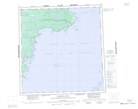 085G Sulphur Bay Canadian topographic map, 1:250,000 scale