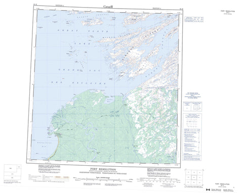 085H Fort Resolution Canadian topographic map, 1:250,000 scale
