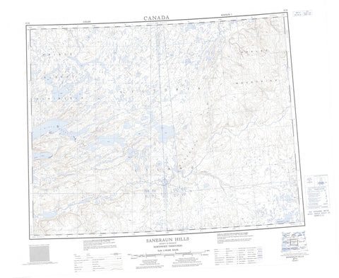087H Saneraun Hills Canadian topographic map, 1:250,000 scale