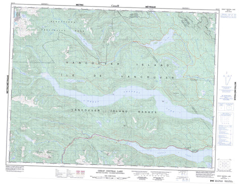 092F06 Great Central Lake Canadian topographic map, 1:50,000 scale
