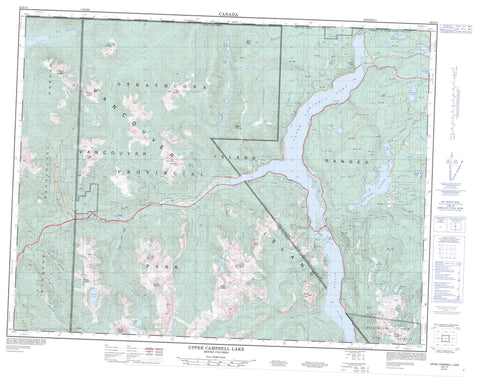 092F13 Upper Campbell Lake Canadian topographic map, 1:50,000 scale