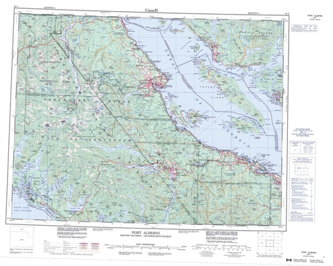 092F Port Alberni Canadian topographic map, 1:250,000 scale