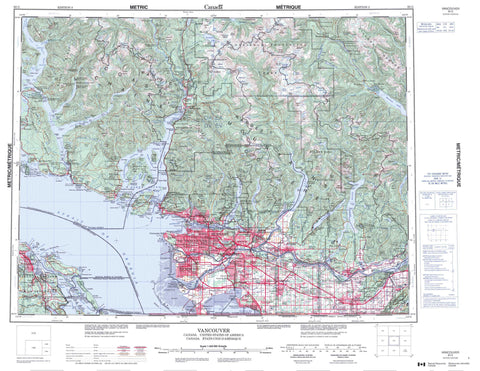 092G Vancouver Canadian topographic map, 1:250,000 scale