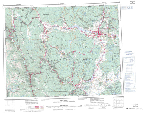 092I Ashcroft Canadian topographic map, 1:250,000 scale