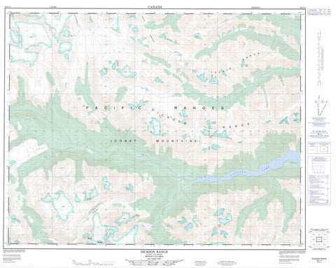 092J14 Dickson Range Canadian topographic map, 1:50,000 scale