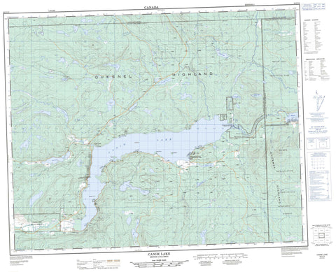 092P15 Canim Lake Canadian topographic map, 1:50,000 scale
