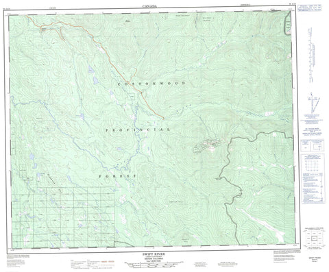 093A13 Swift River Canadian topographic map, 1:50,000 scale