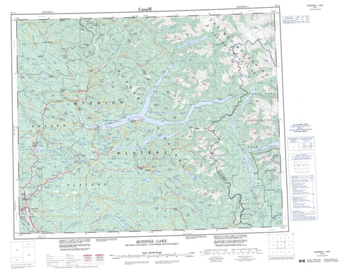 093A Quesnel Lake Canadian topographic map, 1:250,000 scale