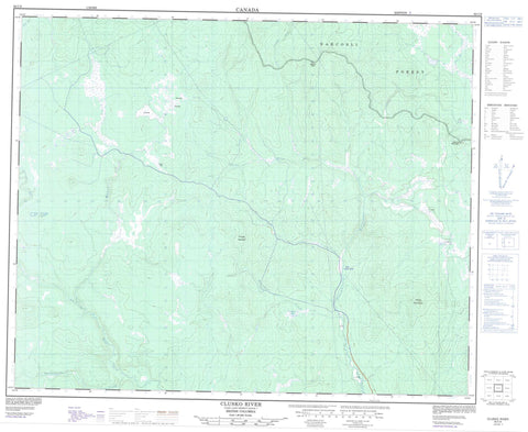 093C09 Clusko River Canadian topographic map, 1:50,000 scale