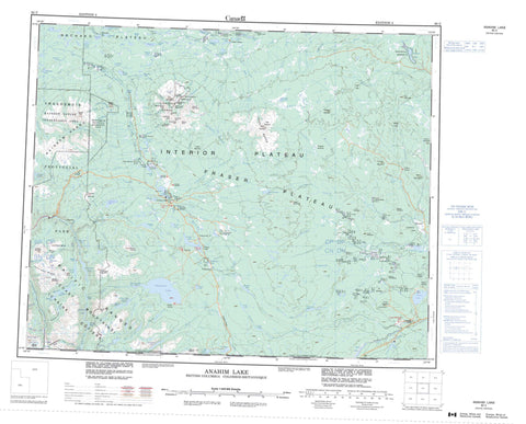 093C Anahim Lake Canadian topographic map, 1:250,000 scale