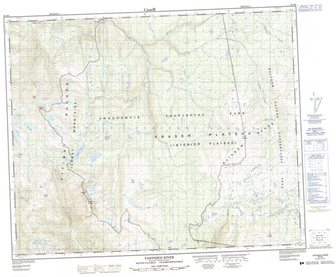 093D09 Tahyesco River Canadian topographic map, 1:50,000 scale
