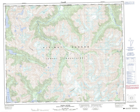 093D13 Tezwa River Canadian topographic map, 1:50,000 scale