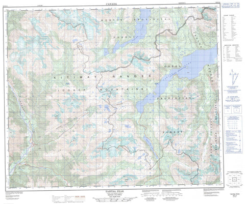 093E12 Tahtsa Peak Canadian topographic map, 1:50,000 scale
