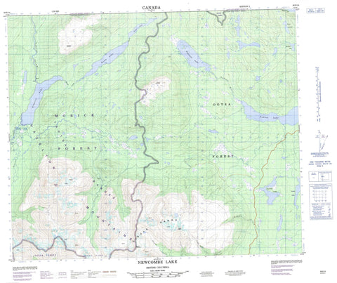 093E14 Newcombe Lake Canadian topographic map, 1:50,000 scale