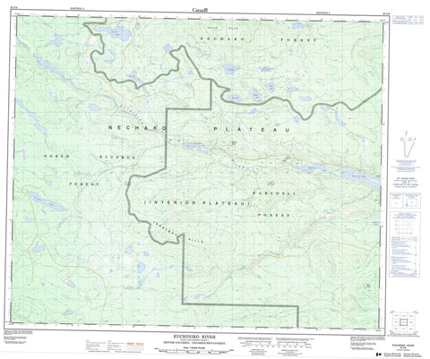 093F08 Euchiniko River Canadian topographic map, 1:50,000 scale
