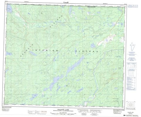 093F15 Hallett Lake Canadian topographic map, 1:50,000 scale