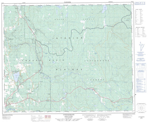 093G01 Cottonwood Canadian topographic map, 1:50,000 scale