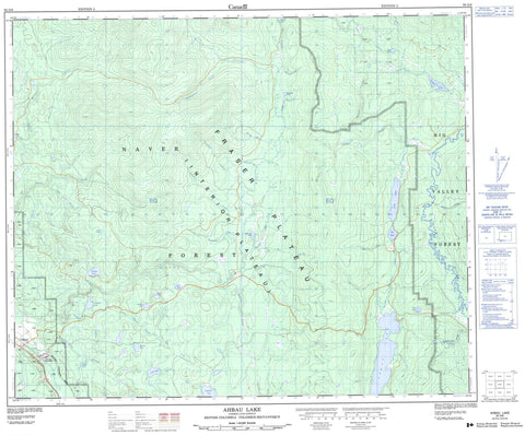 093G08 Ahbau Lake Canadian topographic map, 1:50,000 scale