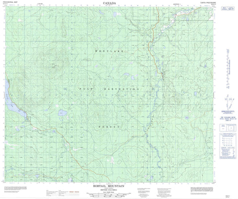 093G11 Bobtail Mountain Canadian topographic map, 1:50,000 scale