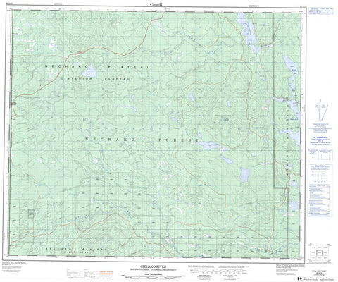 093G12 Chilako River Canadian topographic map, 1:50,000 scale