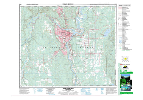 093G15 Prince George Canadian topographic map, 1:50,000 scale