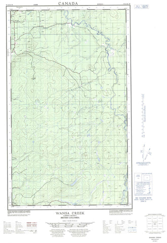 093G16W Wansa Creek Canadian topographic map, 1:50,000 scale