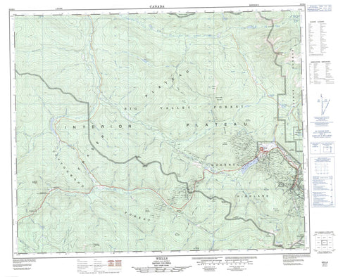 093H04 Wells Canadian topographic map, 1:50,000 scale