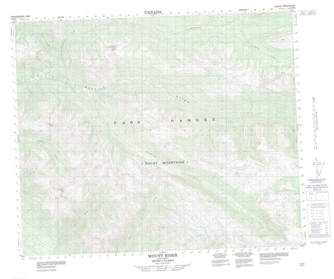 093H09 Mount Rider Canadian topographic map, 1:50,000 scale