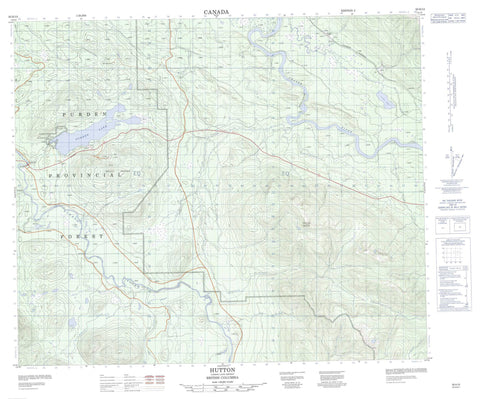 093H13 Hutton Canadian topographic map, 1:50,000 scale