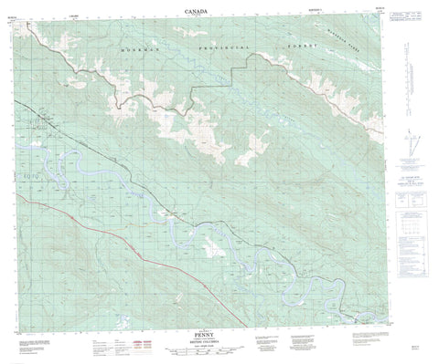 093H14 Penny Canadian topographic map, 1:50,000 scale