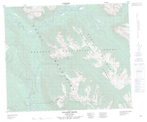 093H15 Walker Creek Canadian topographic map, 1:50,000 scale