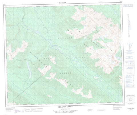 093I03 Gleason Creek Canadian topographic map, 1:50,000 scale