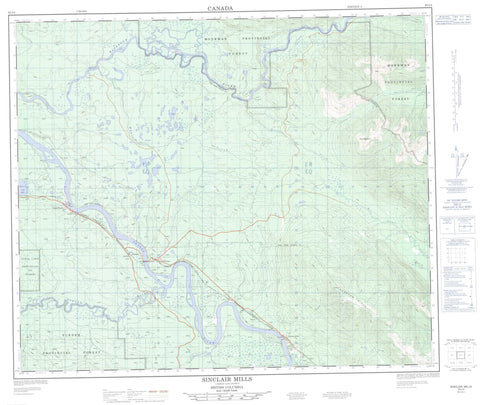 093I04 Sinclair Mills Canadian topographic map, 1:50,000 scale