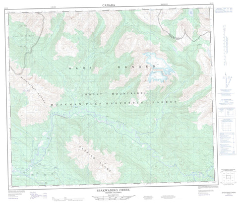 093I06 Spakwaniko Creek Canadian topographic map, 1:50,000 scale