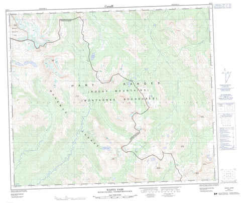 093I07 Wapiti Pass Canadian topographic map, 1:50,000 scale