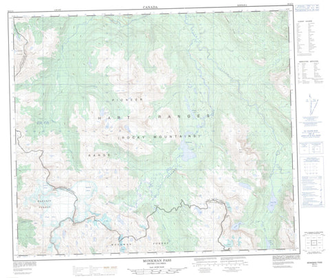 093I11 Monkman Pass Canadian topographic map, 1:50,000 scale