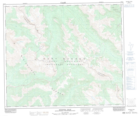 093I13 Sentinel Peak Canadian topographic map, 1:50,000 scale