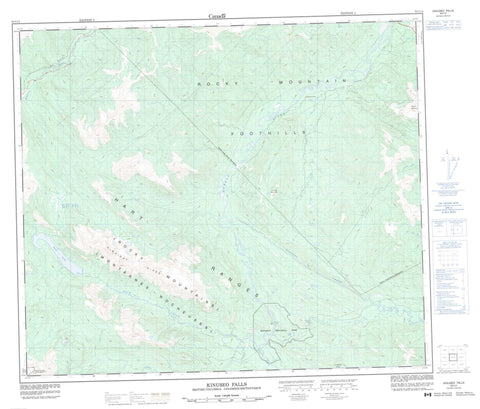 093I14 Kinuseo Falls Canadian topographic map, 1:50,000 scale