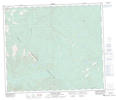 093I15 Kinuseo Creek Canadian topographic map, 1:50,000 scale