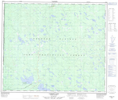 093J12 Carrier Lake Canadian topographic map, 1:50,000 scale