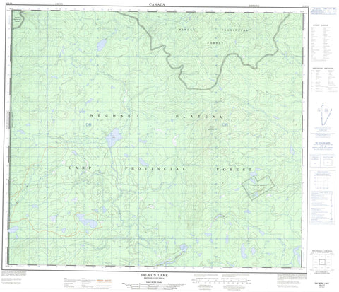 093J13 Salmon Lake Canadian topographic map, 1:50,000 scale