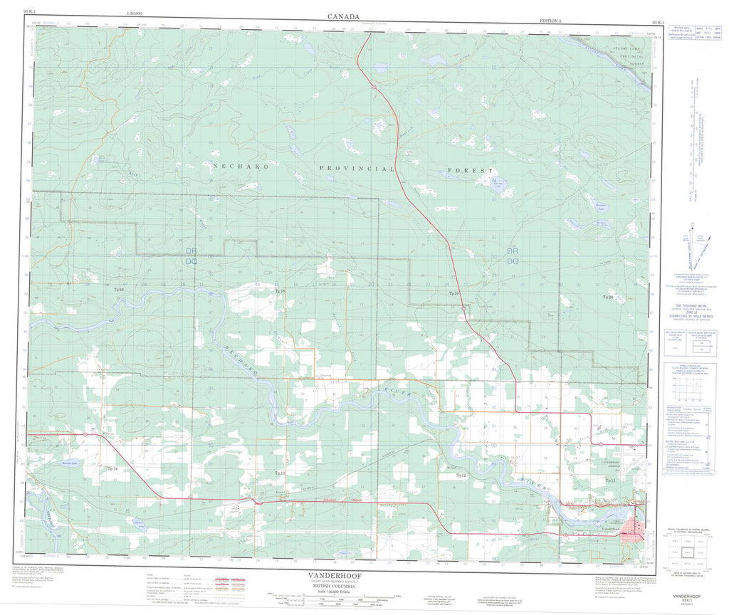 Buy Vanderhoof topo map 093K01 YellowMaps Map Store