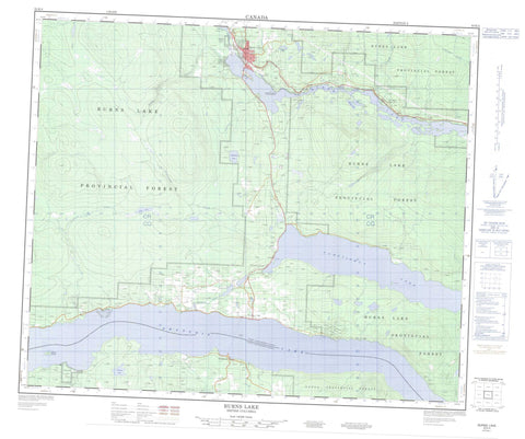 093K04 Burns Lake Canadian topographic map, 1:50,000 scale